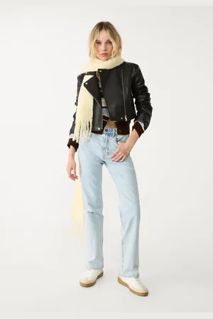 Stradivarius Cazadora biker efecto piel crop 32