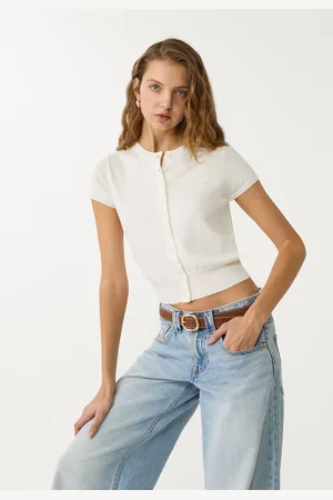 Stradivarius Top punto botones manga corta 24