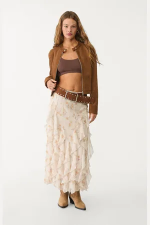 Stradivarius Falda midi volantes estampado 26