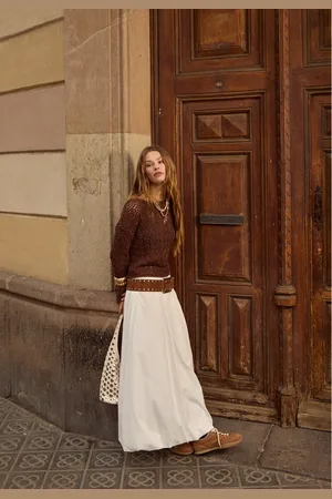 Stradivarius Falda midi globo popelín 26