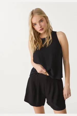Stradivarius Shorts fluido con lino 24