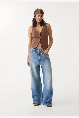 Stradivarius Chaleco botones con lino 30