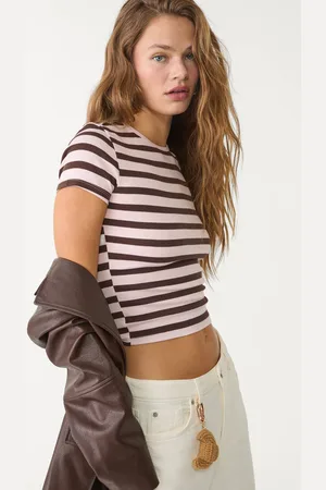 Stradivarius Camiseta básica slim fit rayas 30