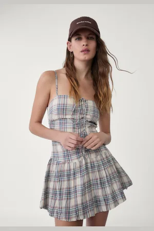 Stradivarius Vestido corto globo cuadros 30