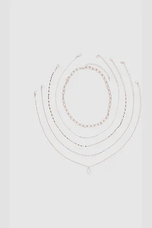 Stradivarius Set 5 collares charm piedra rosa OS