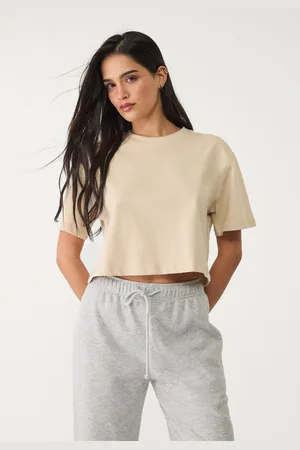 Stradivarius Camiseta crop heavy cotton 26