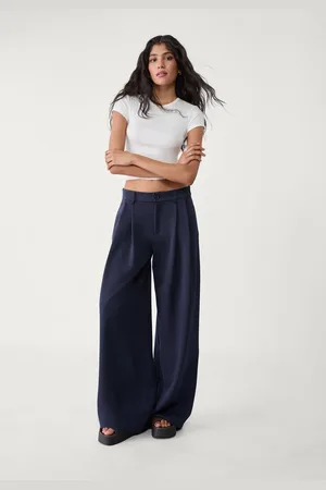 Stradivarius Pantalón vestir wide leg pinzas 26