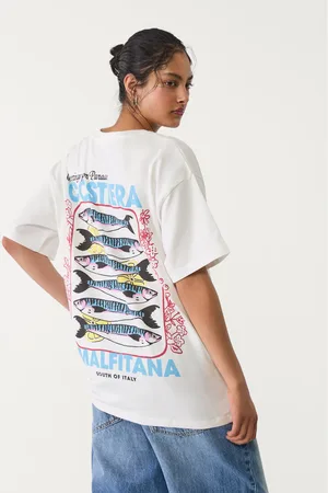 Stradivarius Camiseta oversize estampado sardinas 32