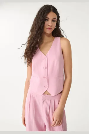 Stradivarius Chaleco botones con lino 24