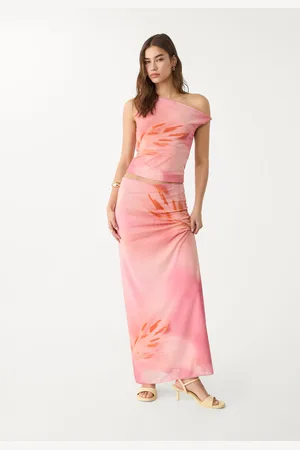 Stradivarius Falda midi tul estampado 26