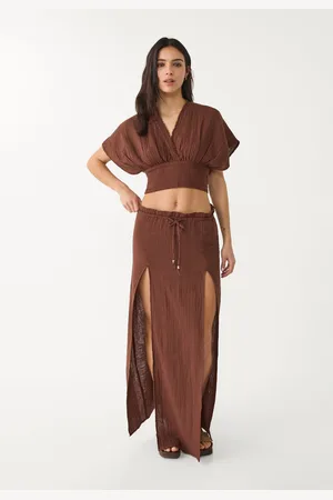 Stradivarius Falda midi aberturas algodón 26