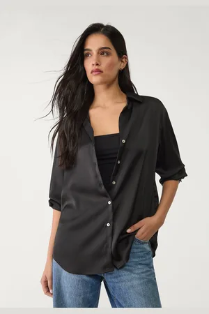 Stradivarius Camisa satén cuello solapa 28