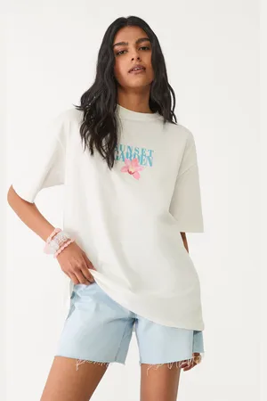 Stradivarius Camiseta oversize heavy cotton hibiscos 26