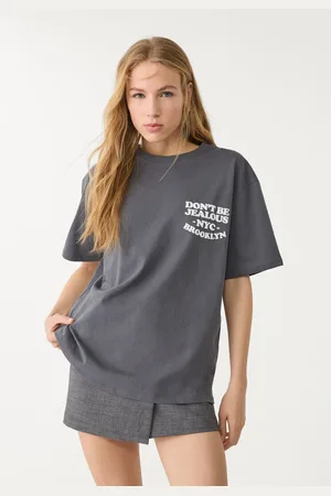 Stradivarius Camiseta oversize heavy cotton estampado 28