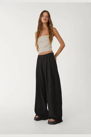 Stradivarius Pantalón vestir wide leg pinzas 30