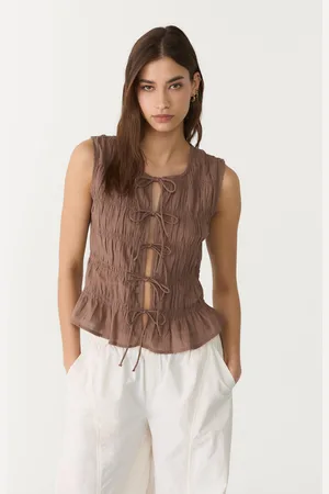 Stradivarius Top arrugado lazos 26