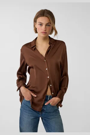 Stradivarius Camisa satén cuello solapa 24