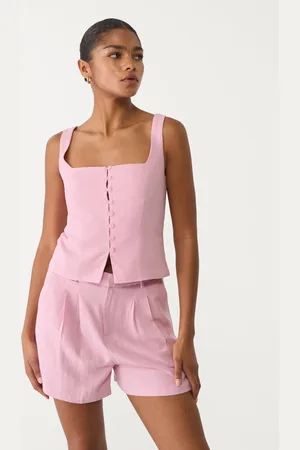 Stradivarius Shorts fluido con lino 28