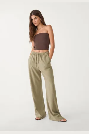 Stradivarius Pantalón fluido con lino 28
