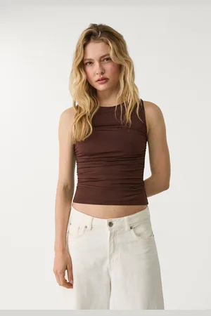 Stradivarius Camiseta poliamida drapeado 32
