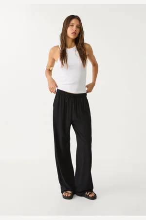 Stradivarius Pantalón fluido con lino 24