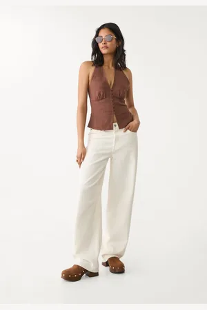 Stradivarius Top halter botones con lino 26