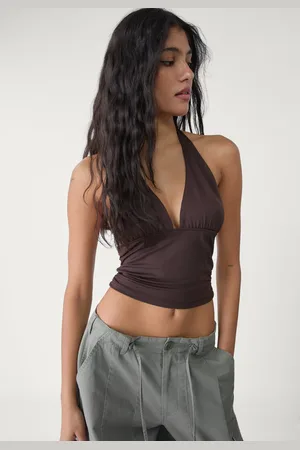 Stradivarius Camiseta halter frunce 30