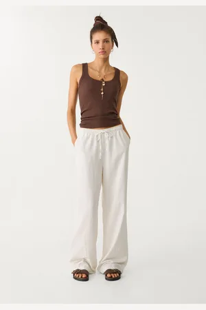 Stradivarius Pantalón fluido con lino 24