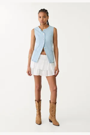 Stradivarius Top chaleco botones denim 30