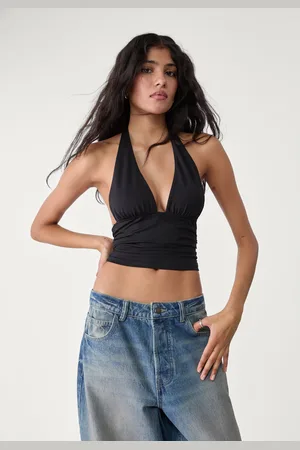 Stradivarius Camiseta halter frunce 24
