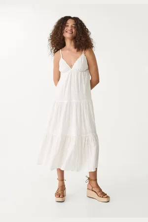 Stradivarius Vestido fluido largo bordados 28