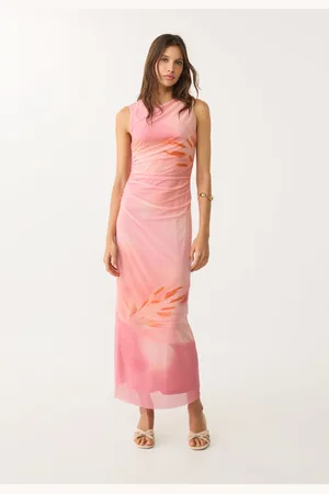 Stradivarius Vestido midi estampado tul 26