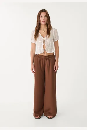 Stradivarius Pantalón palazzo fluido con lino 24