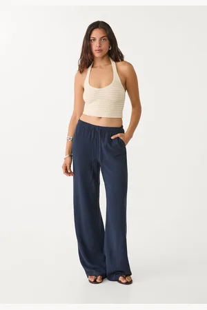 Stradivarius Pantalón fluido con lino 28