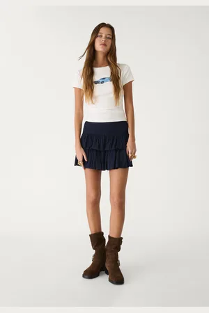 Stradivarius Falda pantalón mini volantes 32