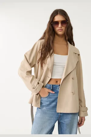 Stradivarius Trench corta fluida cinturón 26