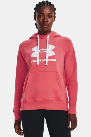 Under Armour Sudadera con capucha UA Rival Fleece Big Logo Foil Outline para mujer