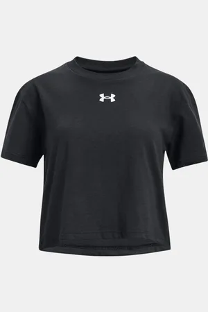 Under Armour Playera de manga corta UA Crop Logo para niña