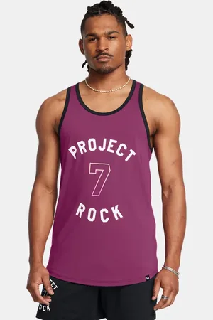 Under Armour Playera sin mangas Project Rock Mesh Badge Of Honor para hombre