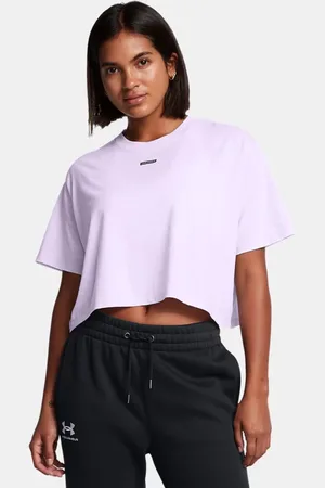 Under Armour Playera de manga corta UA Wash Logo corta holgada para mujer
