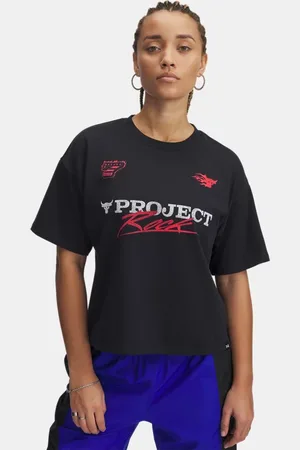Under Armour Playera corta holgada Project Rock de manga corta para mujer