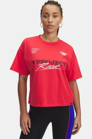 Under Armour Playera corta holgada Project Rock de manga corta para mujer