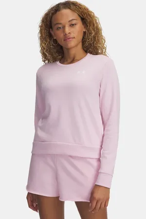 Under Armour Playera de cuello redondo UA Rival Terry para mujer