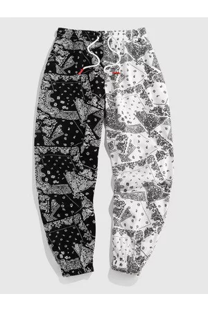 Zaful Hombre Casual - Scarf Paisley Print Contrast Bandana Casual Pants