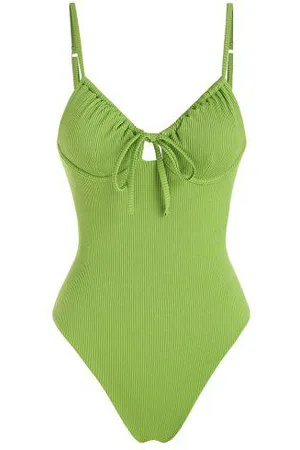 Zaful Hombre Pajaritas - Ribbed Underwire Bow Tie One-piece Swimsuit
